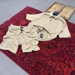 ست پارچه مراکشی تیشرت شلوارک یقه دار طرح 3