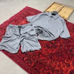 ست پارچه مراکشی تیشرت شلوارک یقه دار طرح 3 - تصویر 2