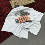 تیشرت مردانه دورس دو نخ باکسی طرح miu miu