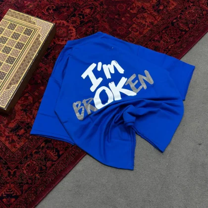 تیشرت مردانه دورس سه نخ قواره لش باکسی I`M BROKEN