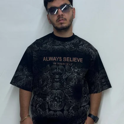 تیشرت مردانه دورس سه نخ قواره لش باکسی ALWAYS BELIEVE