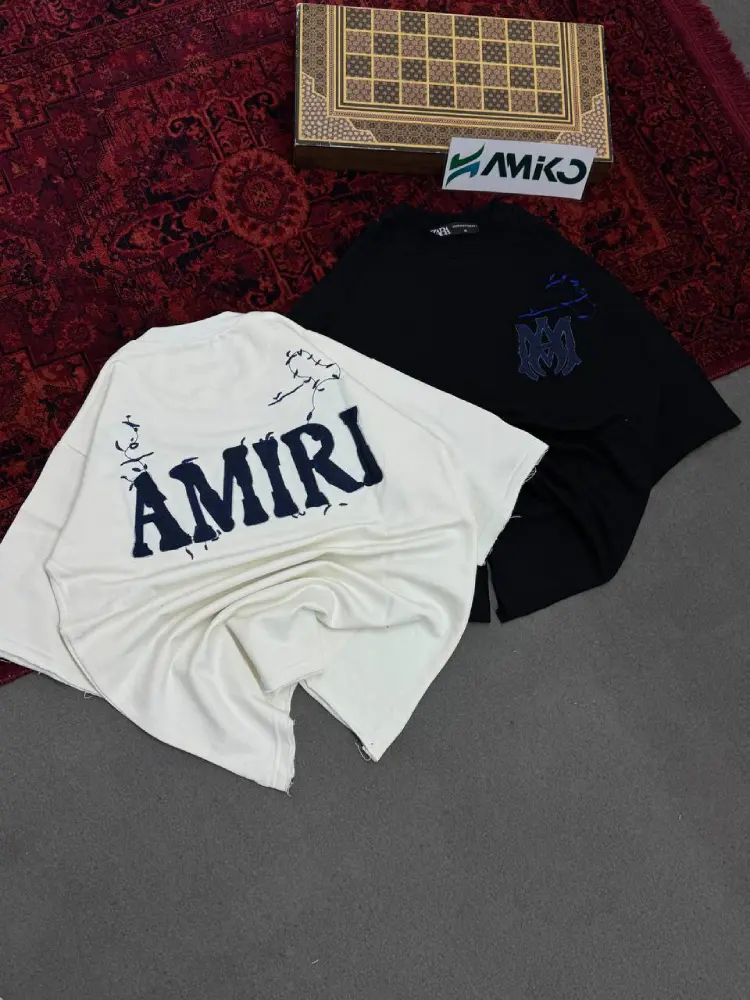 تیشرت مردانه دورس سه نخ قواره لش باکسی AMIRI