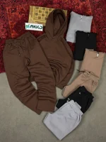 ست بگ هودی و شلوار سه نخ داخل کرک بیسیک