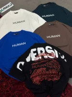 تیشرت مردانه دورس دو نخ قواره لش باکسی HUMAN