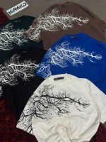 تیشرت مردانه دورس دو نخ قواره لش باکسی TREE