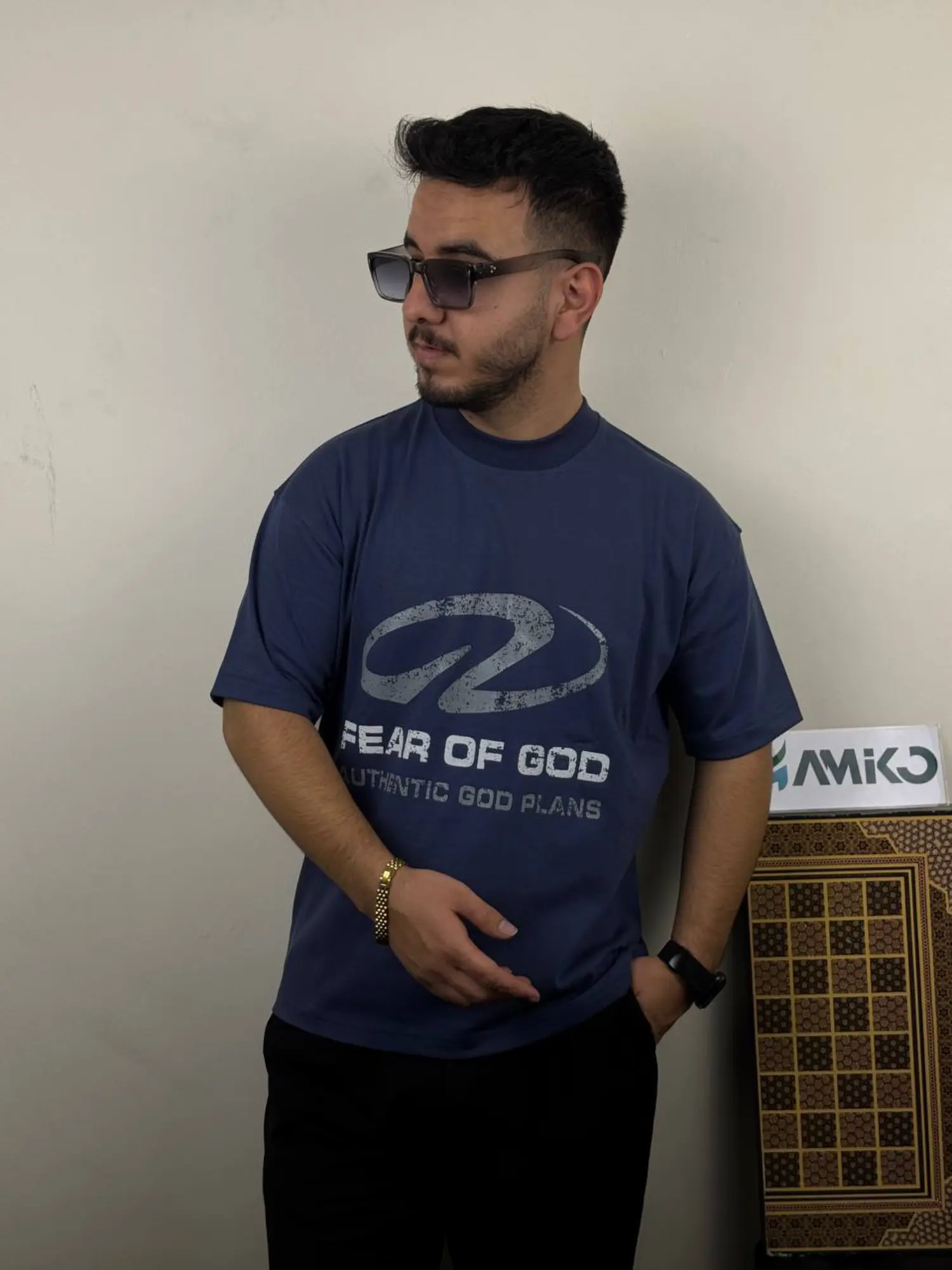 تیشرت مردانه پارچه ماکان قواره لش باکسی FEAR OF GOD