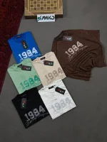 تیشرت مردانه دورس دو نخ قواره لش باکسی 1984