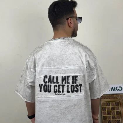 تیشرت مردانه پارچه ماکان قواره لش باکسی CALL ME