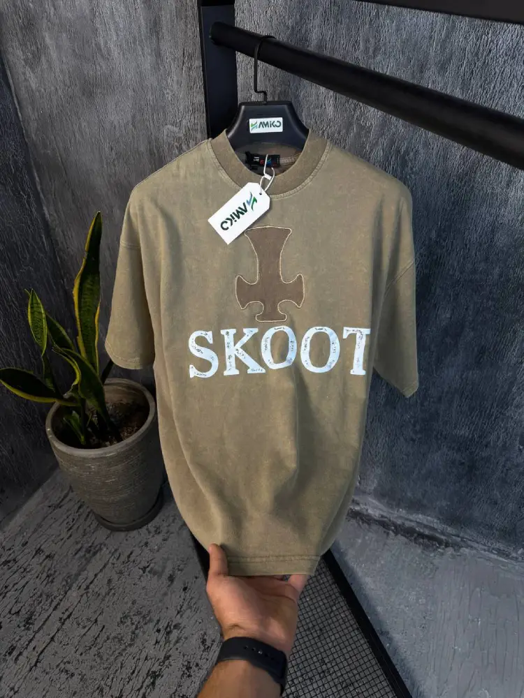 تیشرت مردانه دورس دو نخ سنگشور قواره لش SKOOT